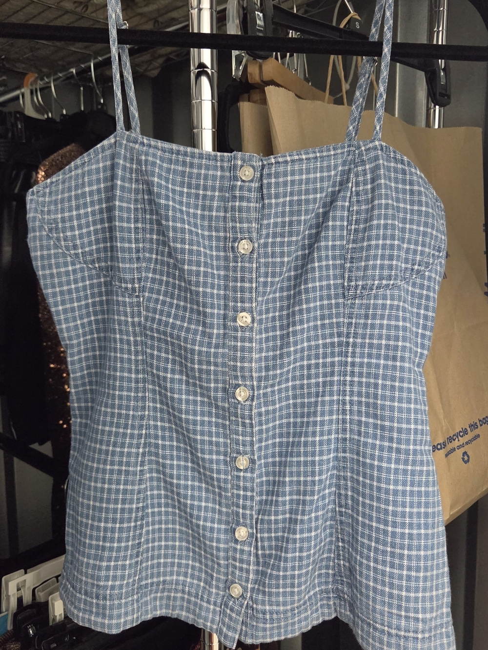 Habitual Blue Plaid Button-Down Cami